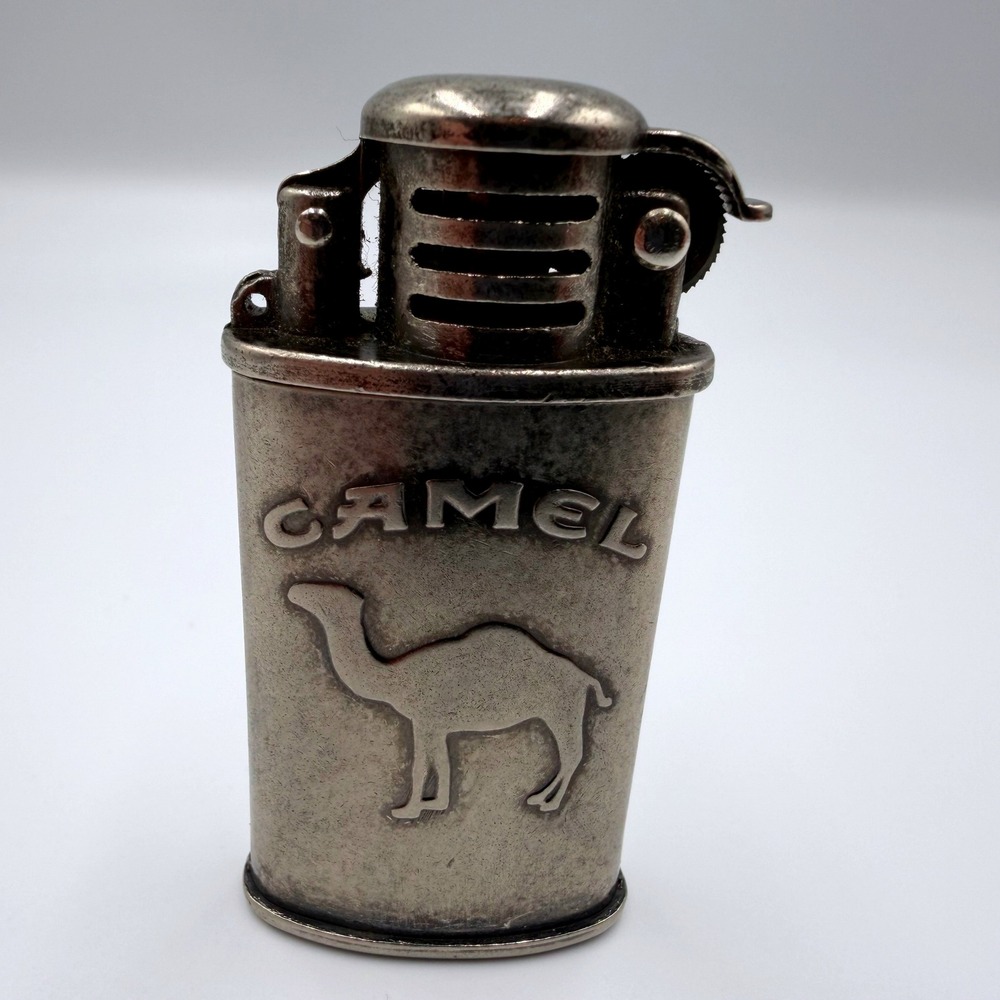 Vintage Camel Cigarette Lighter Silver Tone Metal Joe Camel Lift Arm Windproof